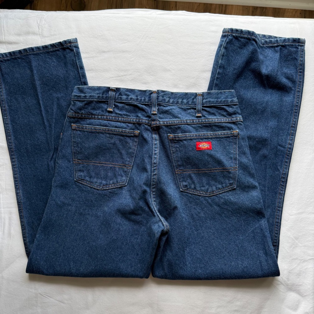 Dickies Mens Regular Fit Straight Leg Blue Jeans Denim 34x32 W416E45 Workwear